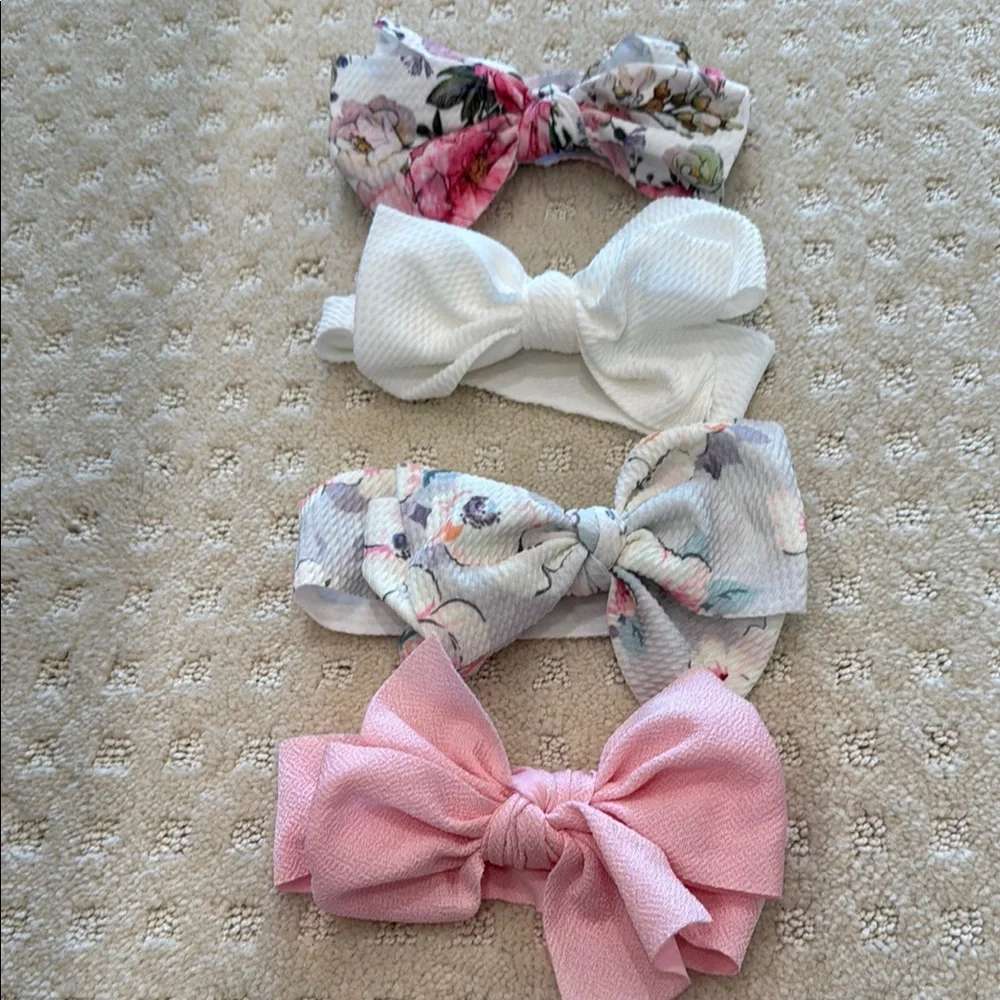 Floral and Solid Bow Headband Set for Kids